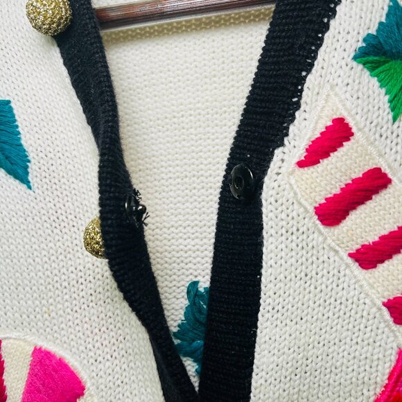 Rare Vintage Marisa Christina Candy Cane Knit Cardigan Ugly Christmas Sweater - Picture 13 of 17